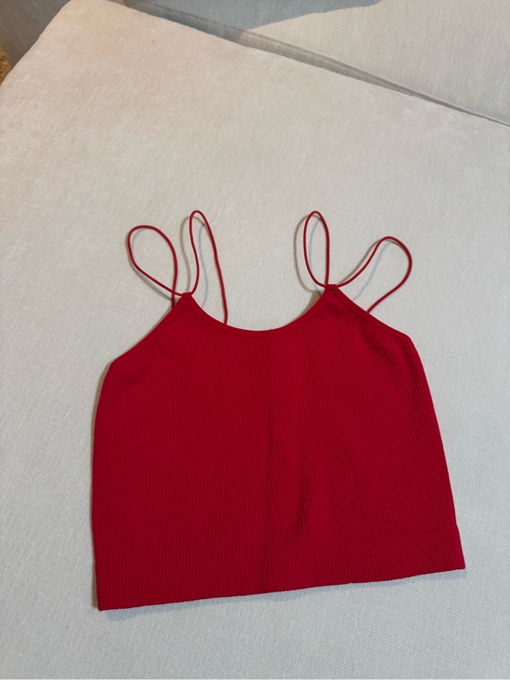 Zenana Outfitters Red Ribbed Double-Strap Cami